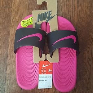 Nike Kawa Girls Slides Sandals New Pink Black